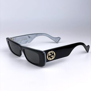 NEW Gucci GG0516S 001 Black Silver Rectangle Women Sunglasses